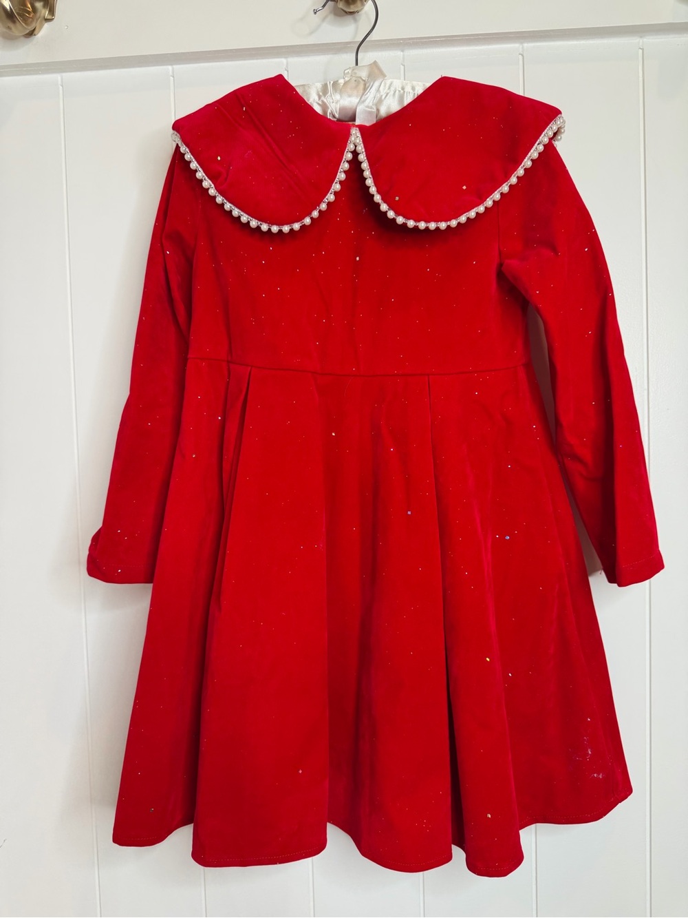SHEIN Red Pearl-Trim Kids Costume Dress